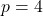 p=4
