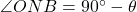 \angle ONB = 90^\circ - \theta