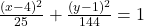 \frac{(x-4)^2}{25} + \frac{(y-1)^2}{144} = 1