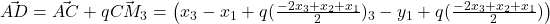 \vec{AD} = \vec{AC}+q\vec{CM_3}=\begin{pmatrix}x_3-x_1+q(\frac{-2x_3+x_2+x_1}{2})\y_3-y_1+q(\frac{-2x_3+x_2+x_1}{2})\end{pmatrix}