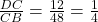 \frac{DC}{CB} = \frac{12}{48} = \frac{1}{4}
