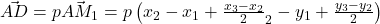 \vec{AD}=p\vec{AM_1} = p\begin{pmatrix}x_2-x_1+\frac{x_3-x_2}{2}\y_2-y_1+\frac{y_3-y_2}{2}\end{pmatrix}