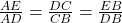 \frac{AE}{AD} = \frac{DC}{CB} = \frac{EB}{DB}